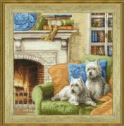 At the fireplace (embroidery kit)