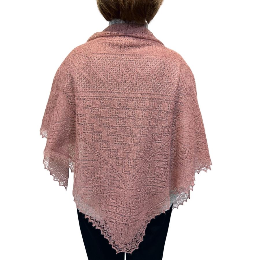 Russian orenburg lace knitted shawl 120х120 black white gray