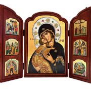 Icon silkscreen triptych Vladimir Mother of God