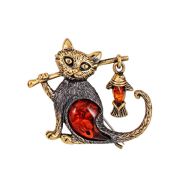 Brooch Cat fisherman