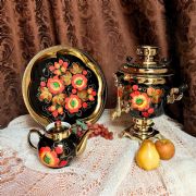 Samovar Poppy flowers set black