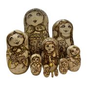 10BL090 Nesting Doll  Burnt  Assorted