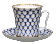 Mug and saucer Cobalt net