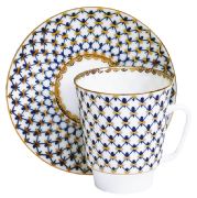 Cup and saucer May cobalt mesh