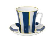 Mug and saucer Cobalt stripes