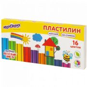 Plastilin miagkii 16 tsvetov "VESELYI ShMEL'" so stekom