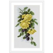 Yellow roses with plums
