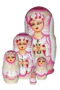 5TM635 Nesting Doll  Angel Pink & White