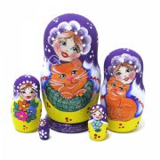 5TS611 Nesting Doll  A girl with a cat