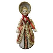Collectible Russian Lady Doll in Dress and Bonnet