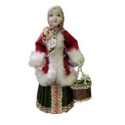 collectible Russian Girl with Basket in Red Kaftan