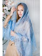 Orenburg lace shawl Blue Sprig