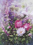 Peonies and lupins Painting by numbers