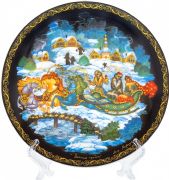 Plate "Palekh. Russian Troyka "