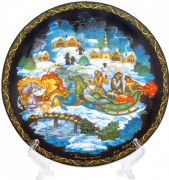 Plate "Palekh. Russian Troyka "