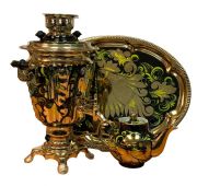 Samovar electric 3 liters Rooster on Gold Set 110 Volt