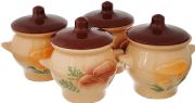 Set of 4 roasting pots Style Mushrooms