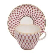 Tulip Shape Coffee Cup and Saucer Grid Blues 2